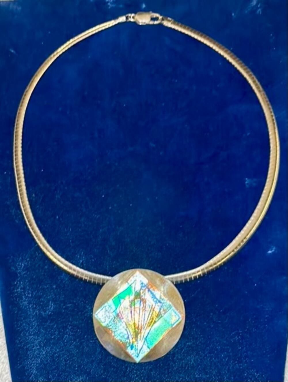 Vintage Nowicki Alpine Designs Art Glass Pendant Necklace Brooch 8mm Omega 38g